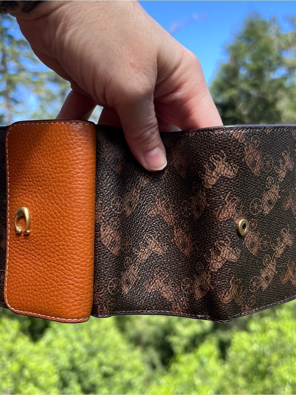 COACH Card Wallet Mini Trifold Wallet Brown Signature Canvas Logo AUTHENTIC - Picture 8 of 10